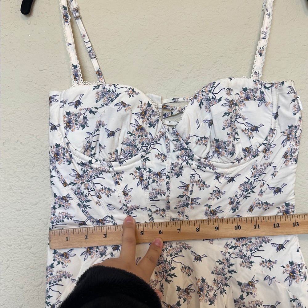 House of CB Steffani Cream stretch cotton floral print midi sundress size S A-C - Picture 8 of 10